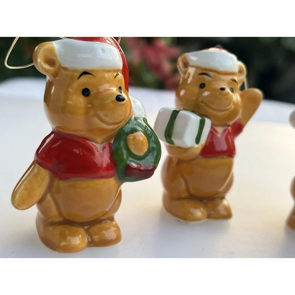 Vintage 70’s 3 Winnie the Pooh Disney Productions Japan Christmas Ornaments